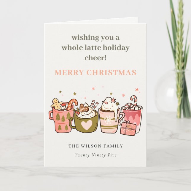 Bold Funny Whole Latte Coffee Cheer Christmas Holiday Card (Front)