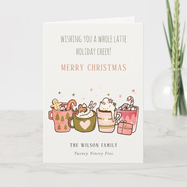 Bold Funny Whole Latte Coffee Cheer Christmas Holiday Card (Front)