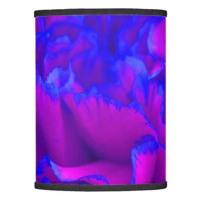 Bold Fuschia Pink and Blue Carnation Flower Lamp Shade (Front)