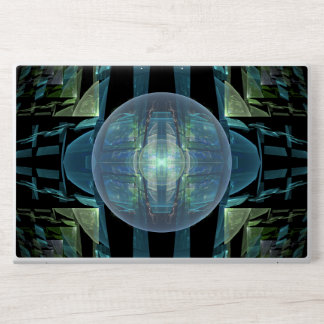 Bold Futuristic Blue Orb Geometric Pattern HP Laptop Skin