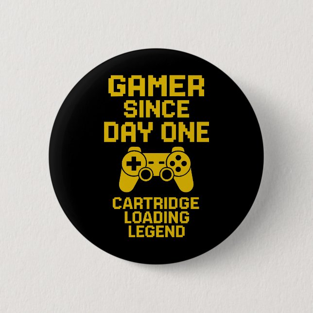 Bold Gamer Dad Design – Yellow Controller Art Button (Front)