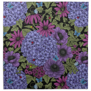Bold garden florals cloth napkin