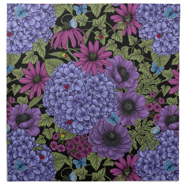Bold garden florals cloth napkin (Front)