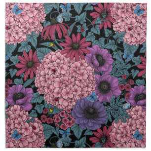 Bold garden florals cloth napkin