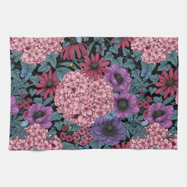 Bold garden florals kitchen towel (Horizontal)