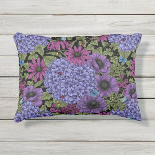 Bold garden florals outdoor pillow
