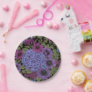 Bold garden florals paper plates