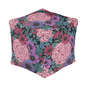 Bold garden florals pouf