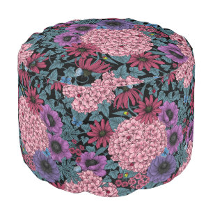 Bold garden florals pouf