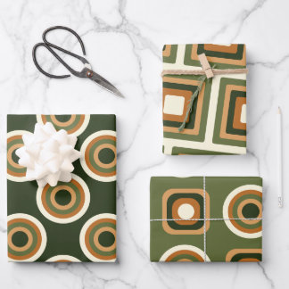 Bold Geometric 70s Inspired Patterns Wrapping Paper Sheets