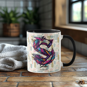 Bold geometric abstract letter S art Mug