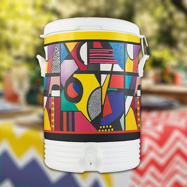 Bold Geometric Abstract – Modern Art in Motion Beverage Cooler (fun drinks cooler)