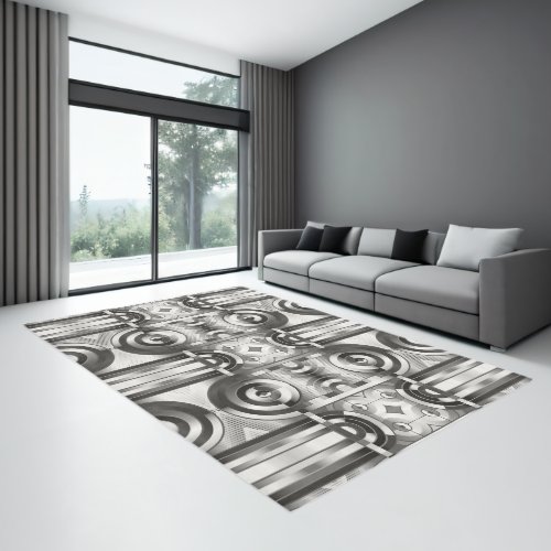 Bold Geometric Abstract Neutrals Rug