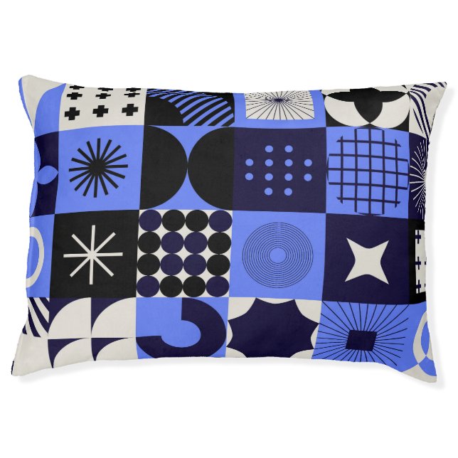 Bold Geometric Bauhaus Retrofuturistic Pattern Pet Bed (Front)