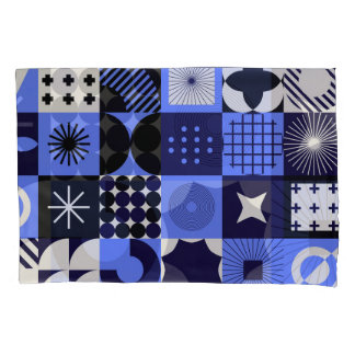 Bold Geometric Bauhaus Retrofuturistic Pattern Pillow Case