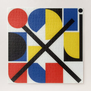 Bold Geometric Bauhaus Suprematist Art Jigsaw Puzzle