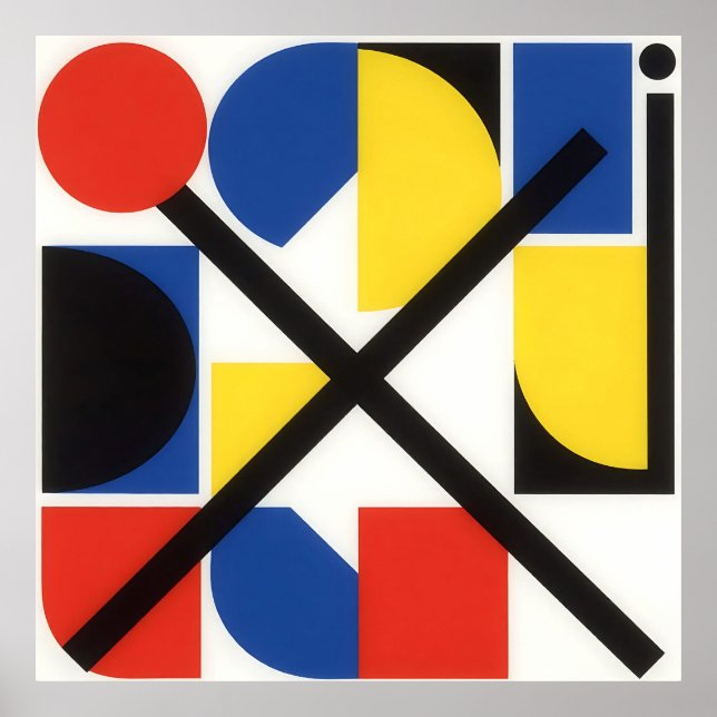 Bold Geometric Bauhaus Suprematist Art Poster (Front)
