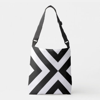 Bold Geometric Black and White Chevrons Crossbody Bag