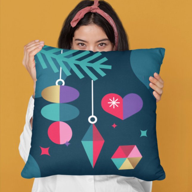 Bold Geometric Christmas Decorations Throw Pillow  (Creator Uploaded)