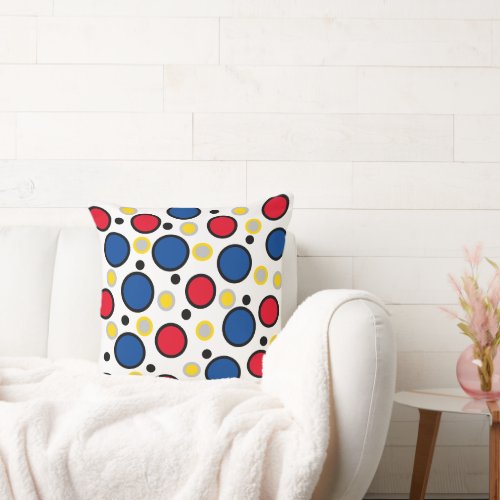Bold Geometric Circles Red Blue  Throw Pillow
