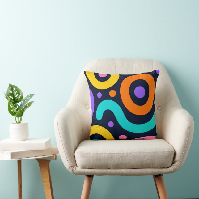 Bold Geometric Circles Throw Pillow (Chair)