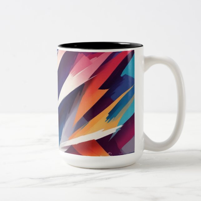 Bold Geometric Color Burst Two-Tone Coffee Mug (Right)