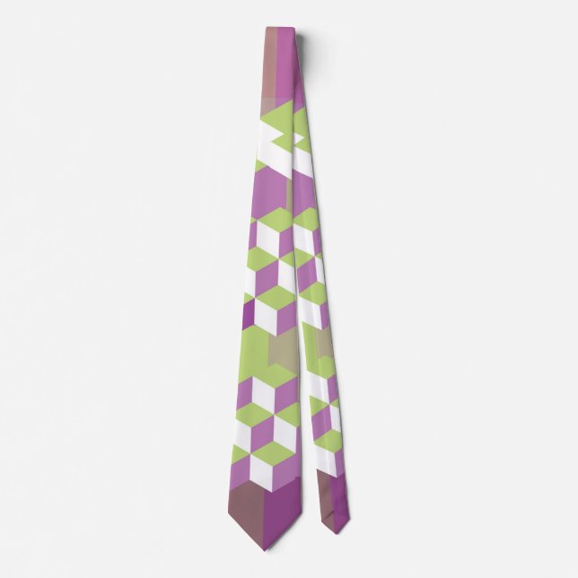 Bold Geometric Cube Design Neck Tie (Front)