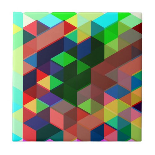 Bold Geometric Cube Pattern Tile