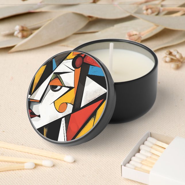 Bold Geometric Cubist Abstract Design Mini Candle Favors (Insitu)