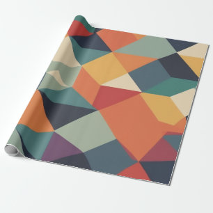 Bold geometric design in a rainbow of colors wrapping paper