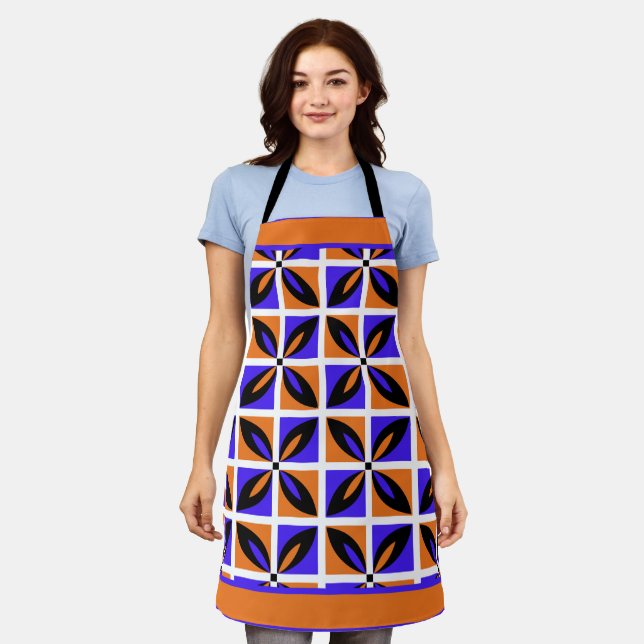 Bold geometric floral design apron (Worn)
