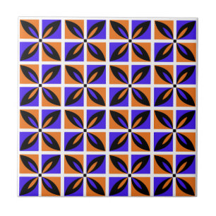 Bold geometric floral design ceramic tile