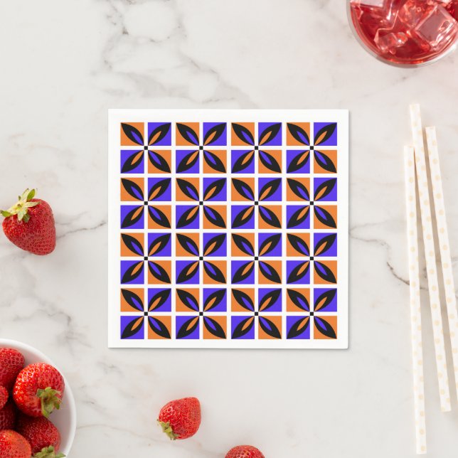 Bold geometric floral design napkins (Insitu)