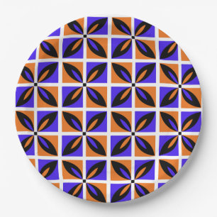 Bold geometric floral design paper plates