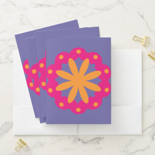 Bold Geometric Flower Design Pocket Folder