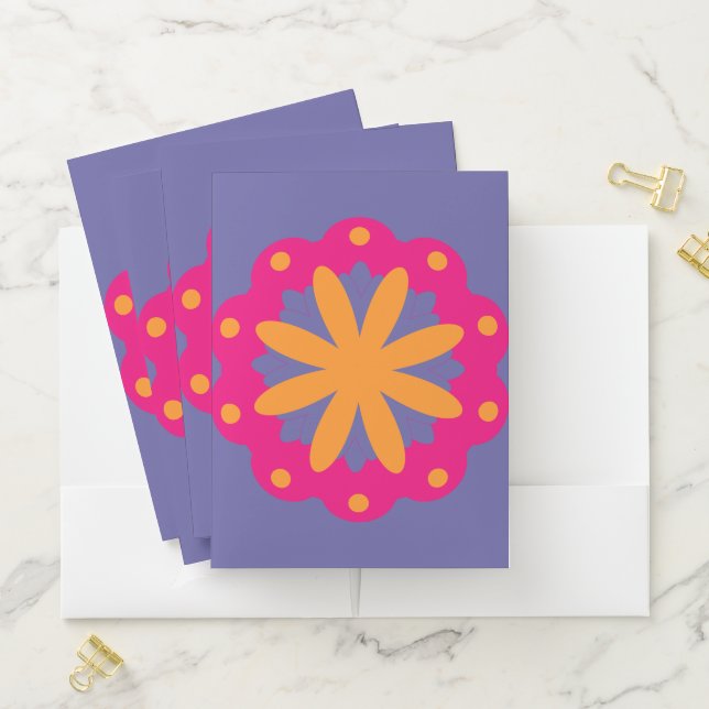 Bold Geometric Flower Design Pocket Folder (In Situ)