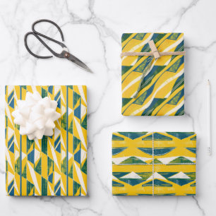 Bold Geometric Mid-Century Modern Pattern Wrapping Paper Sheets