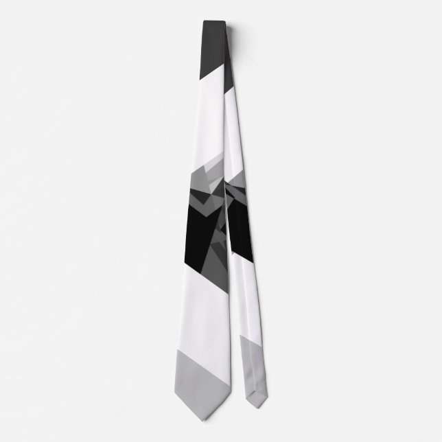 bold geometric monochrome retro abstract art  neck tie (Front)