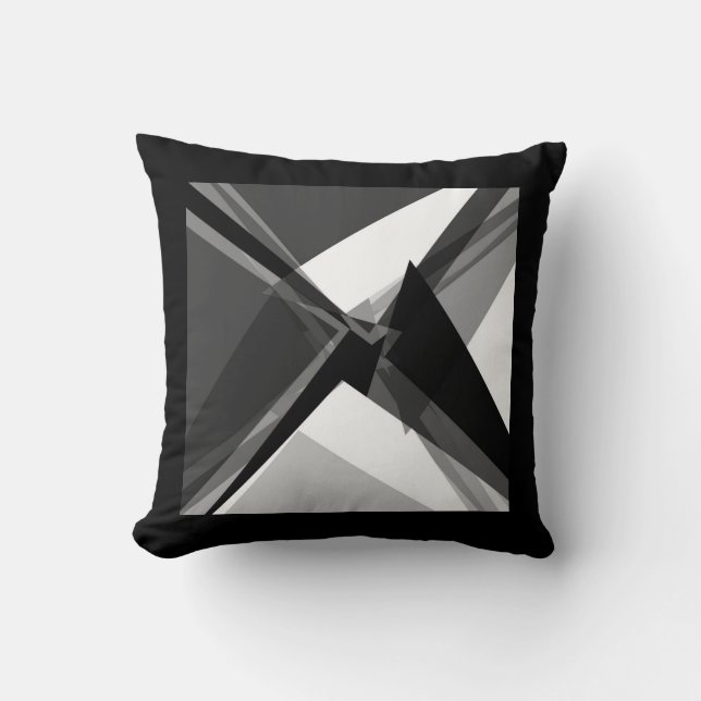 bold geometric monochrome retro abstract art  throw pillow (Front)