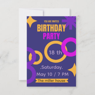 Bold Geometric Neon 18th Birthday Party Invitation