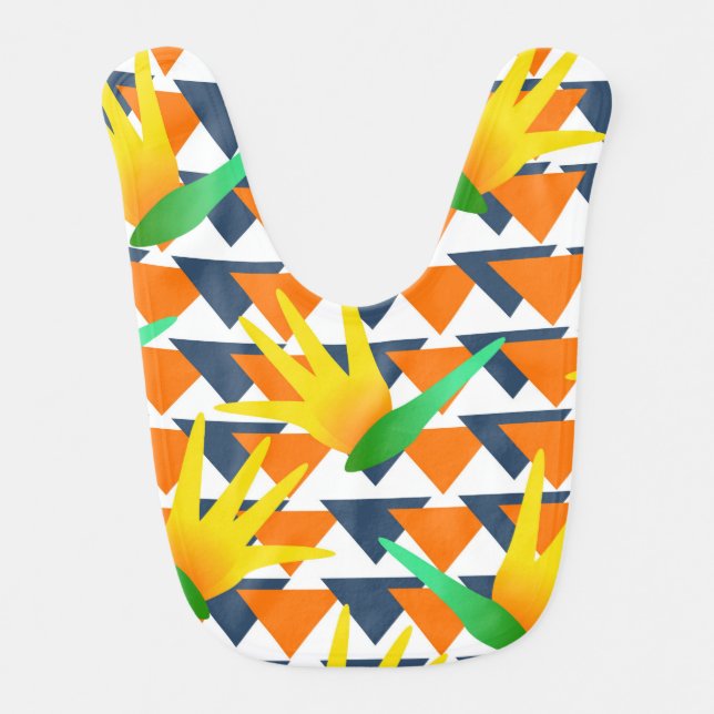 Bold Geometric Paradise Floral Africa Motifs Baby Bib (Front)