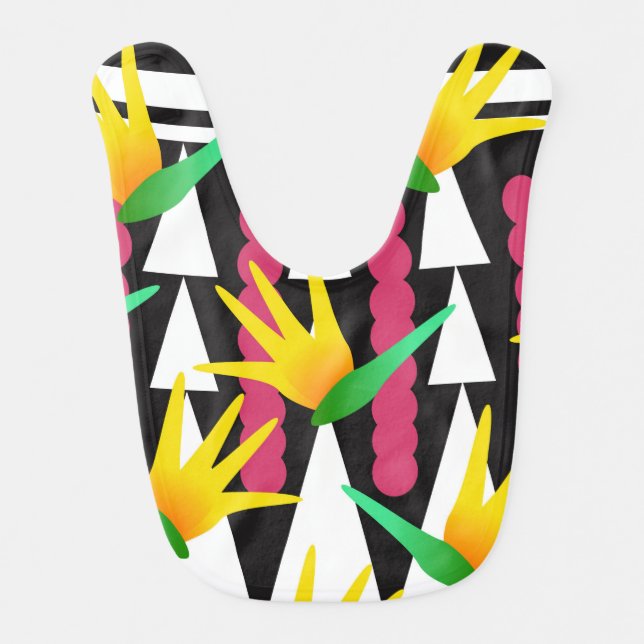 Bold Geometric Paradise Floral Africa Motifs Baby Bib (Front)