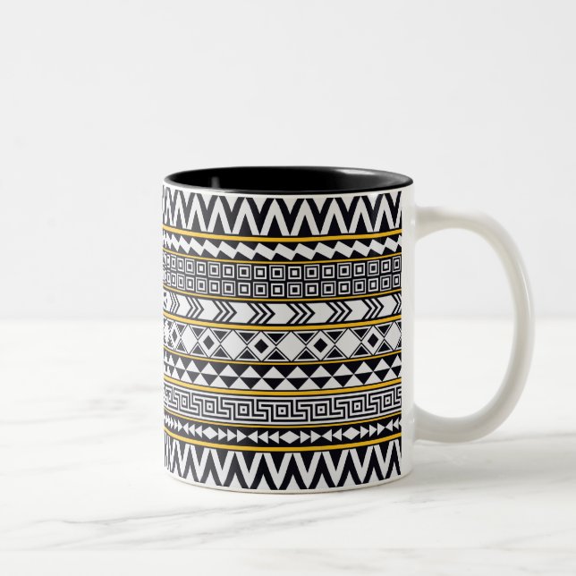 Bold Geometric Pattern Two-Tone Coffee Mug (Right)