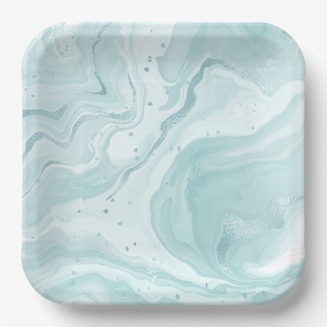 Bold Geometric Patterns on Square Paper Plates (Front)