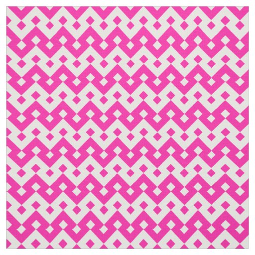 Bold Geometric Pink and White Chevrons Fabric