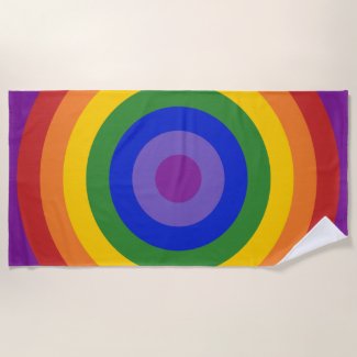 Bold Geometric Rainbow Bullseye Beach Towel