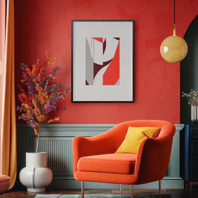 Bold Geometric Red and Gray Abstract Poster (Creator Uploaded)