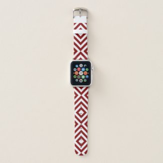 Bold Geometric Red and White Chevrons, Diamonds Apple Watch Band