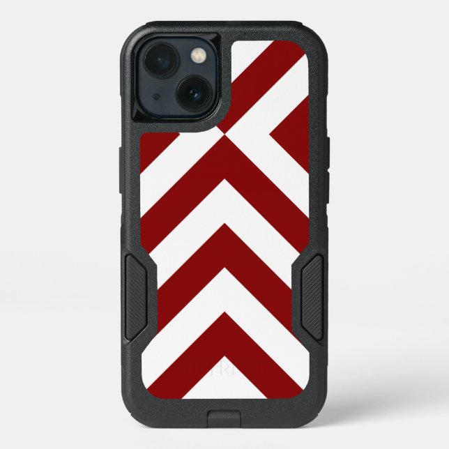 Bold Geometric Red and White V-Shapes Otterbox iPhone Case (Back)