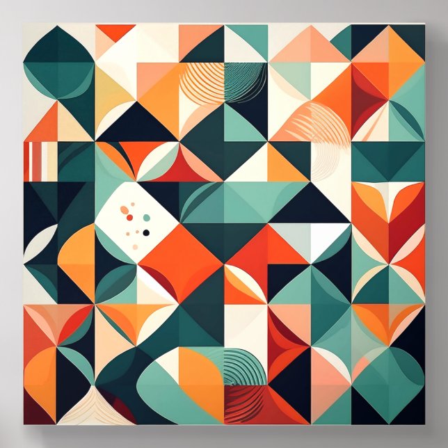 Bold Geometric Shapes Abstract Design Acrylic Photo Tile (Front Set)